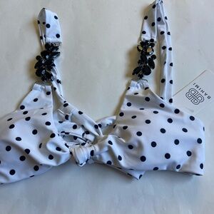 New Bahimi bikini top, black and white polkadot size s